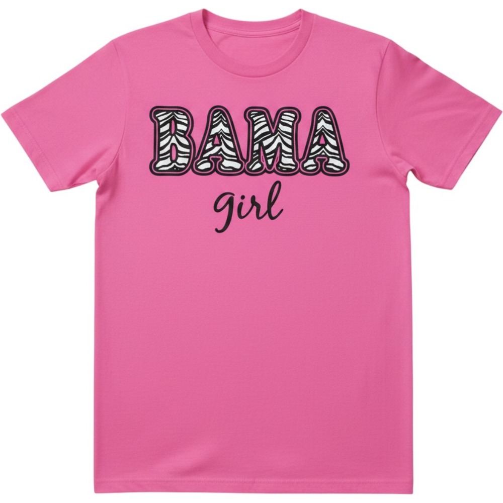 Soffe‎ Woman's Small Bama Girl Pink Graphic T-Shirt Zebra Print Alabama Fan Tee